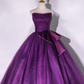 Chic Purple Strapless Prom Dress A-Line Evening Gown Tulle Party Dress Long Formal Dress DP6936