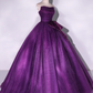 Chic Purple Strapless Prom Dress A-Line Evening Gown Tulle Party Dress Long Formal Dress DP6936