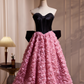 Robe de bal vintage à fleurs 3D, coupe trapèze, sans bretelles, tenue de soirée formelle, DP6953