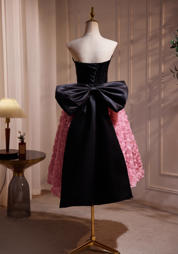 Robe de bal vintage à fleurs 3D, coupe trapèze, sans bretelles, tenue de soirée formelle, DP6953