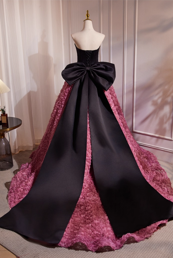 Robe de bal vintage à fleurs 3D, coupe trapèze, sans bretelles, tenue de soirée formelle, DP6953