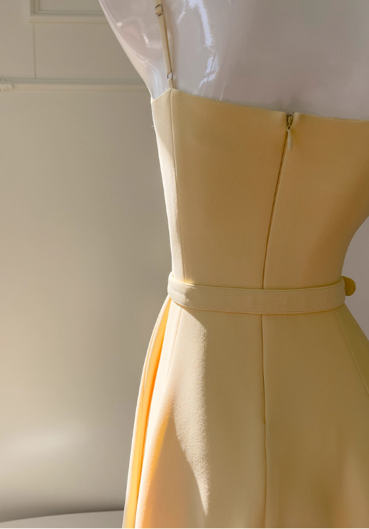 Vintage A-Line Prom Dress Sash Evening Gown Simple Party Dress Tea Length Formal Dress DP6960