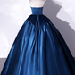 Elegant Royal Blue Applique Quinceanera A-Line Strapless Evening Dress Long Ball Gown DP6965
