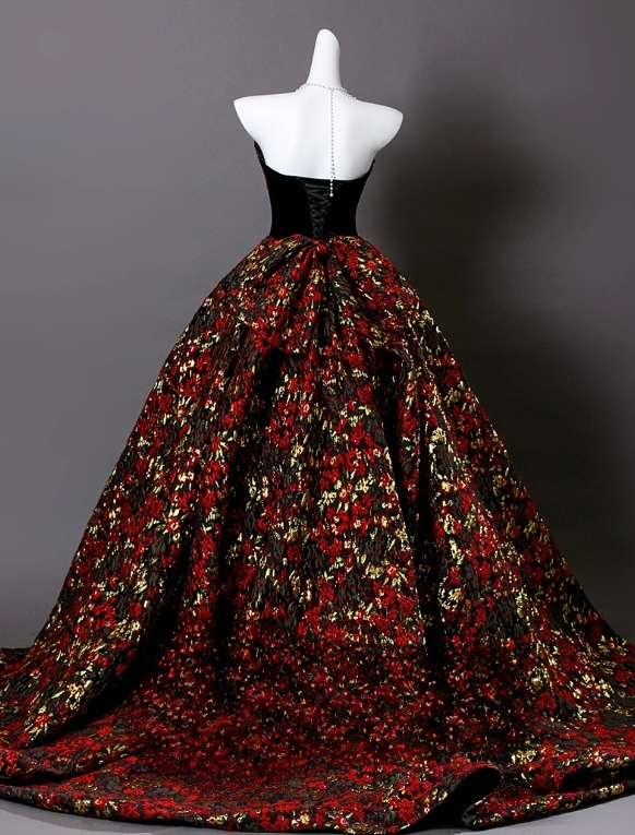 Vintage Floral A-Line Sweetheart Quinceanera Strapless Evening Dress Long Ball Gown DP6975