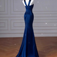Vintage Royal Blue Satin Prom Dress Mermaid Evening Gown Party Dress Formal Dress DP6978