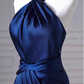 Vintage Royal Blue Satin Prom Dress Mermaid Evening Gown Party Dress Formal Dress DP6978