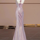 Vintage Pink Satin Prom Dress Mermaid V-Neck Evening Gown 3D Flowers Party Dress Formal Dress DP6981