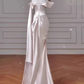 Vintage Pink Satin Prom Mermaid Evening Gown Off-the-shoulder Party Dress Long Formal Dress DP6991