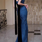 Vintage Navy Blue Sheath Prom Sweetheart Evening Gown Strapless Party Dress Long Formal Dress DP6992