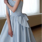 Vintage Sky Blue A-Line Prom Evening Gown One-shoulder Party Dress Long Formal Dress DP6994