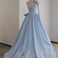 Vintage Sky Blue A-Line Prom Evening Gown One-shoulder Party Dress Long Formal Dress DP6994