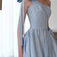 Vintage Sky Blue A-Line Prom Evening Gown One-shoulder Party Dress Long Formal Dress DP6994