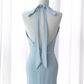Elegant Sky Blue Mermaid Prom Dress Halter-Neck Party Dress Long Formal Dress DP6998