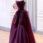 Vintage Burgundy Strapless Evening Dress A-Line Quinceañera Ball Gown DP7077