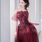 Vintage Burgundy Strapless Evening Dress A-Line Quinceañera Ball Gown DP7077