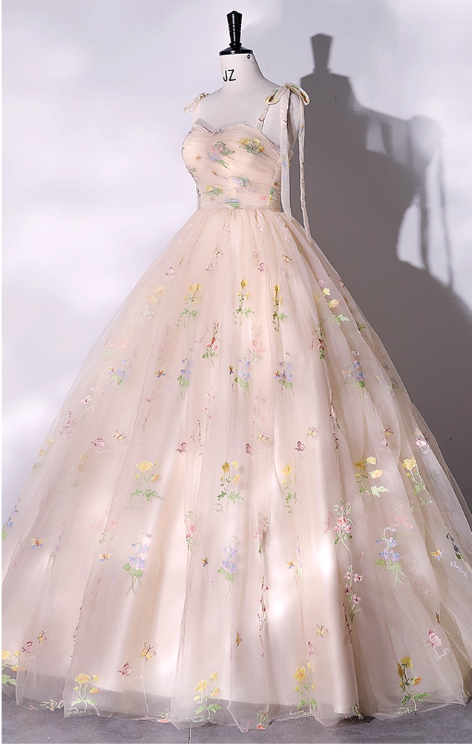 Robe de bal de quinceañera vintage coupe trapèze à appliqués floraux et décolleté en cœur DP7081