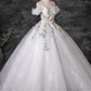 Robe de bal élégante de quinceañera, épaules dénudées, broderie florale 3D, coupe trapèze, DP7082