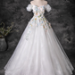 Robe de bal élégante de quinceañera, épaules dénudées, broderie florale 3D, coupe trapèze, DP7082