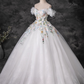 Robe de bal élégante de quinceañera, épaules dénudées, broderie florale 3D, coupe trapèze, DP7082