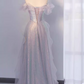 Glamorous Iridescent Lavender Off-Shoulder Ruffled Glitter Tulle Sweet 15 Quinceañera Ball Gown DP7087