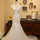 Elegant White Applique Off-Shoulder Wedding Dress Mermaid Tulle Bridal Gown DP7160
