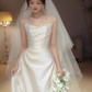 Elegant Satin Strapless Wedding Dress Classic A-Line Bridal Gown DP7209