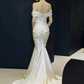 Robe de mariée sirène classique en satin élégant à épaules dénudées DP7210