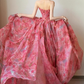 Elegant Pink Chiffon Floral A-Line Sweetheart Strapless Ruffled Layers Evening Gown DP7212