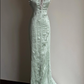 Elegant Mint Green Strapless with Ruffled Sleeves Pearl Sweetheart Sheath Evening Gown DP7215