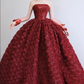 Robe de bal glamour bordeaux sans bretelles à sequins et roses 3D pour Quinceañera ou Sweet 15 DP7214