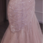 Elegant Pink Strapless Sequin Mermaid Tulle Evening Gown DP7217