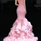 Elegant Pink Strapless 3D Floral Sweetheart Mermaid Evening Gown DP7246