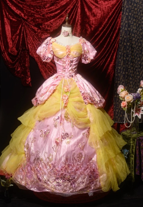 Glamorous Pink Sequined Embroidery Tiered Tulle Puff Sleeves Sweet 16 Quinceanera Ball Gown DP7304