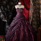 Glamorous Dark Purple Satin Ruffled Sweetheart Beaded Sweet 16 Quinceanera Ball Gown DP7306