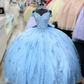 Vintage Appliques Sweetheart Lace Detachable Straps Tulle Sweet 16 Quinceanera Ball Gown DP3004