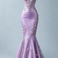 Elegant Mermaid Satin Sweetheart Rhinestone Beaded Spaghetti Strap Evening Gown DP7392