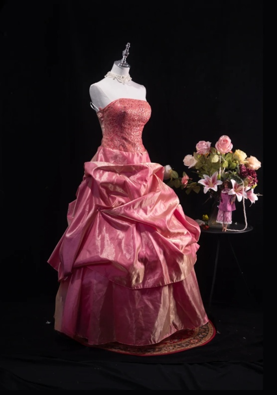 Romantic Hot Pink Strapless Satin Ruffled Sweet 16 Quinceanera Ball Gown  DP7419