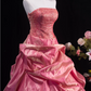 Romantic Hot Pink Strapless Satin Ruffled Sweet 16 Quinceanera Ball Gown  DP7419
