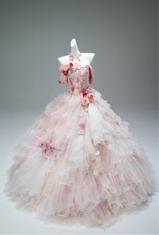 Gorgeous Pink Ombre Tulle 3D Rose Floral Strapless Ruffled Sweet 16 Quinceanera Ball Gown  DP7425
