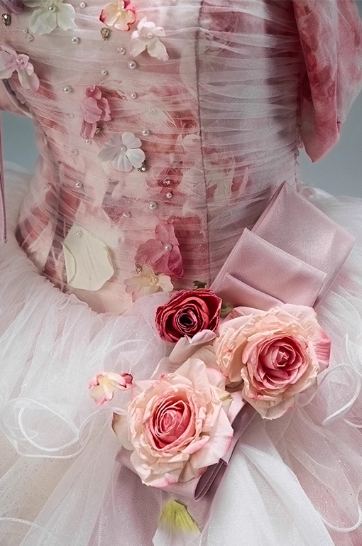 Gorgeous Pink Ombre Tulle 3D Rose Floral Strapless Ruffled Sweet 16 Quinceanera Ball Gown  DP7425