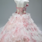 Gorgeous Pink Ombre Tulle 3D Rose Floral Strapless Ruffled Sweet 16 Quinceanera Ball Gown  DP7425