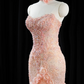 Gorgeous Pink Strapless Mermaid 3D Rose Lace Embroidery Formal Evening Gown DP7428