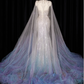 Gorgeous Pastel Ombre Mermaid Baeded Tulle Cape Iridescent Formal Evening Gown DP7432