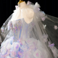 Gorgeous Pastel Blue & Lavender Tulle 3D Floral Sheer Cape Sweet 16 Quinceanera Ball Gown  DP7436