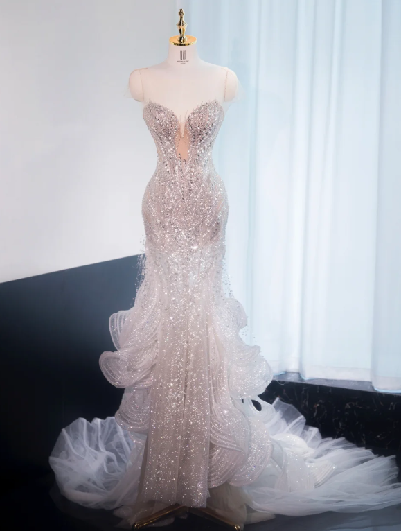 Robe de soirée sirène bustier à sequins DP7438