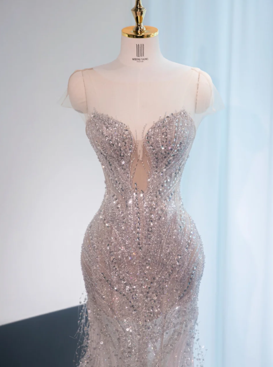 Robe de soirée sirène bustier à sequins DP7438