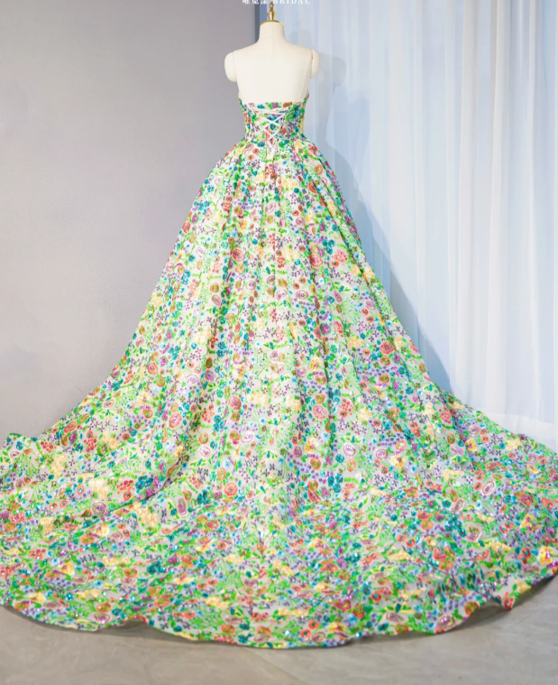 Gorgeous Floral Strapless A-Line Sweetheart Evening Gown DP7441