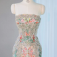 Gorgeous Pastel Embroidered Strapless Beaded Tassel Floral Evening Gown DP7450