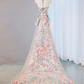 Gorgeous Pastel Embroidered Strapless Beaded Tassel Floral Evening Gown DP7450