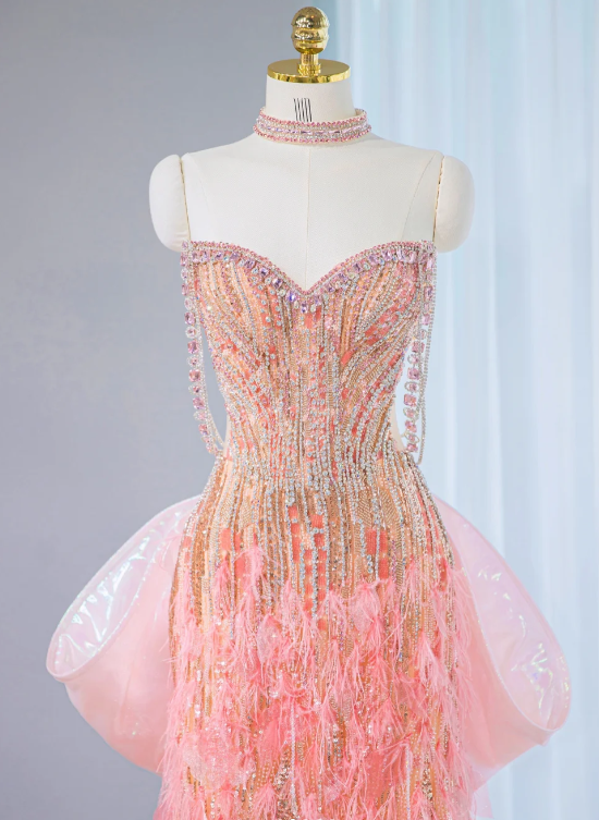 Robe de soirée somptueuse en tulle scintillant, bustier cœur et sequins DP7452